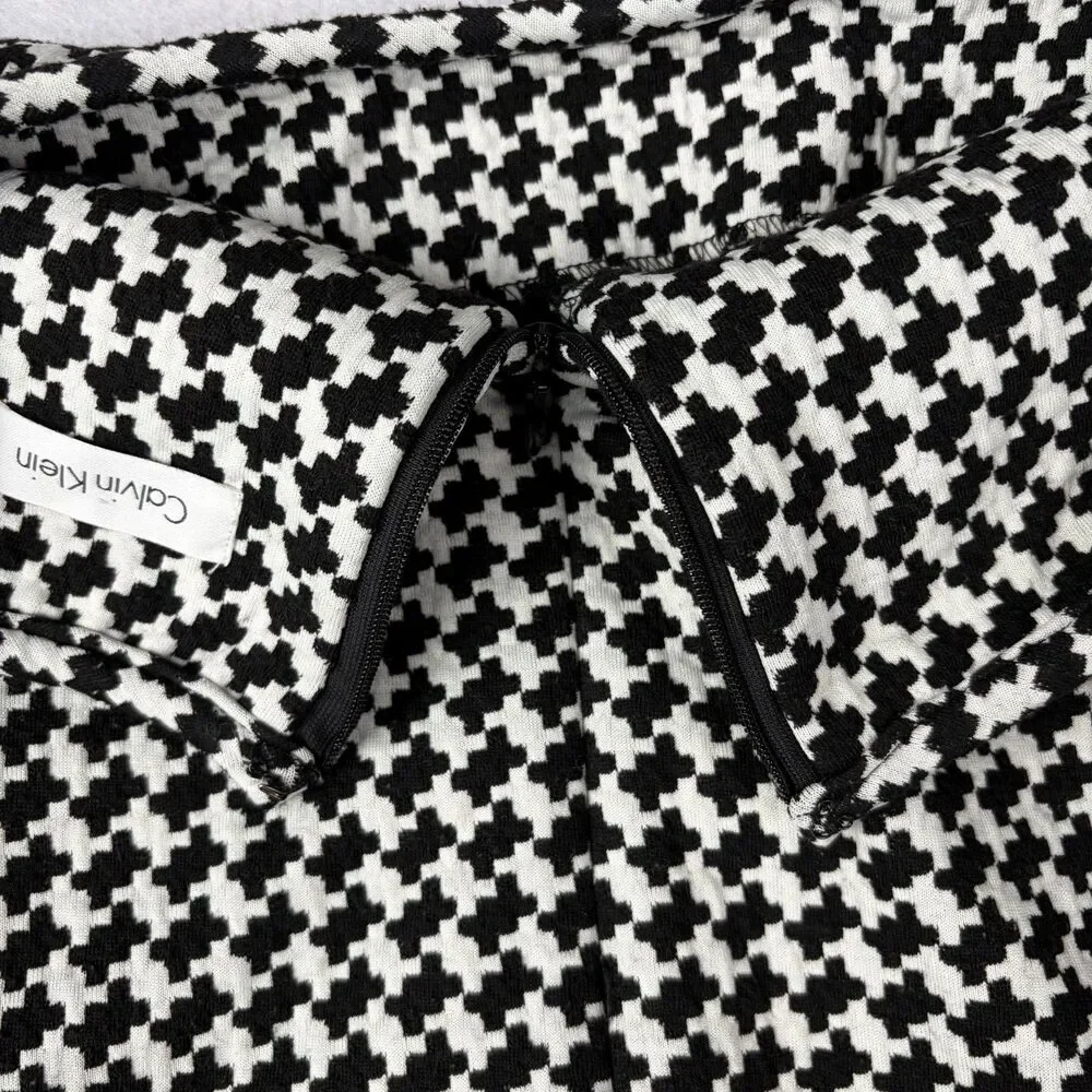 Calvin Klein Houndstooth A-Line Dress Women's 20W Plus Sleeveless Office Preppy - Picture 7 of 8